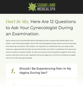 12 questions to ask gynecologist during exam infographic sugar land thumbnail